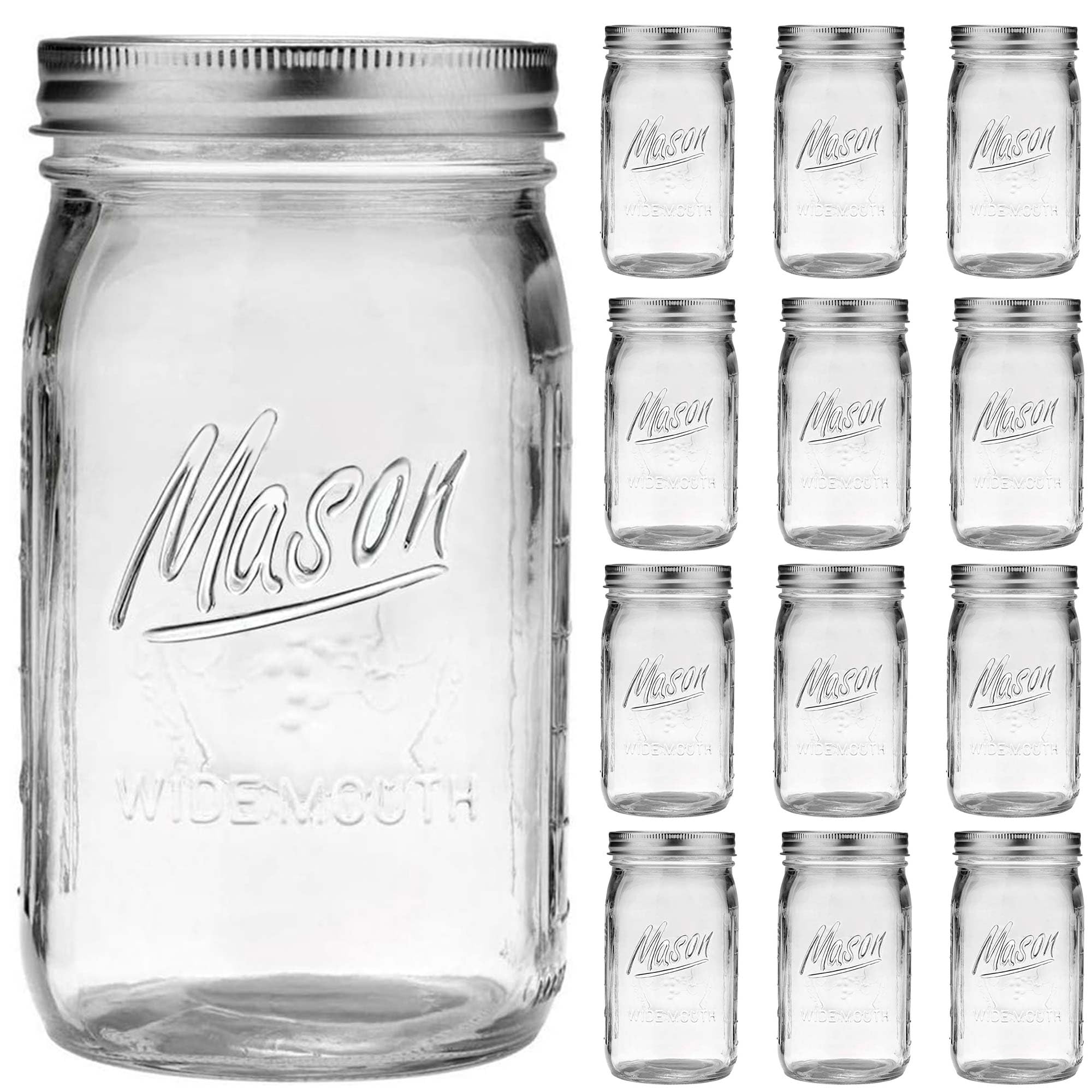 Esrentle frasco Mason de boca ancha 32 oz con graduaciones visibles para almacenamiento
