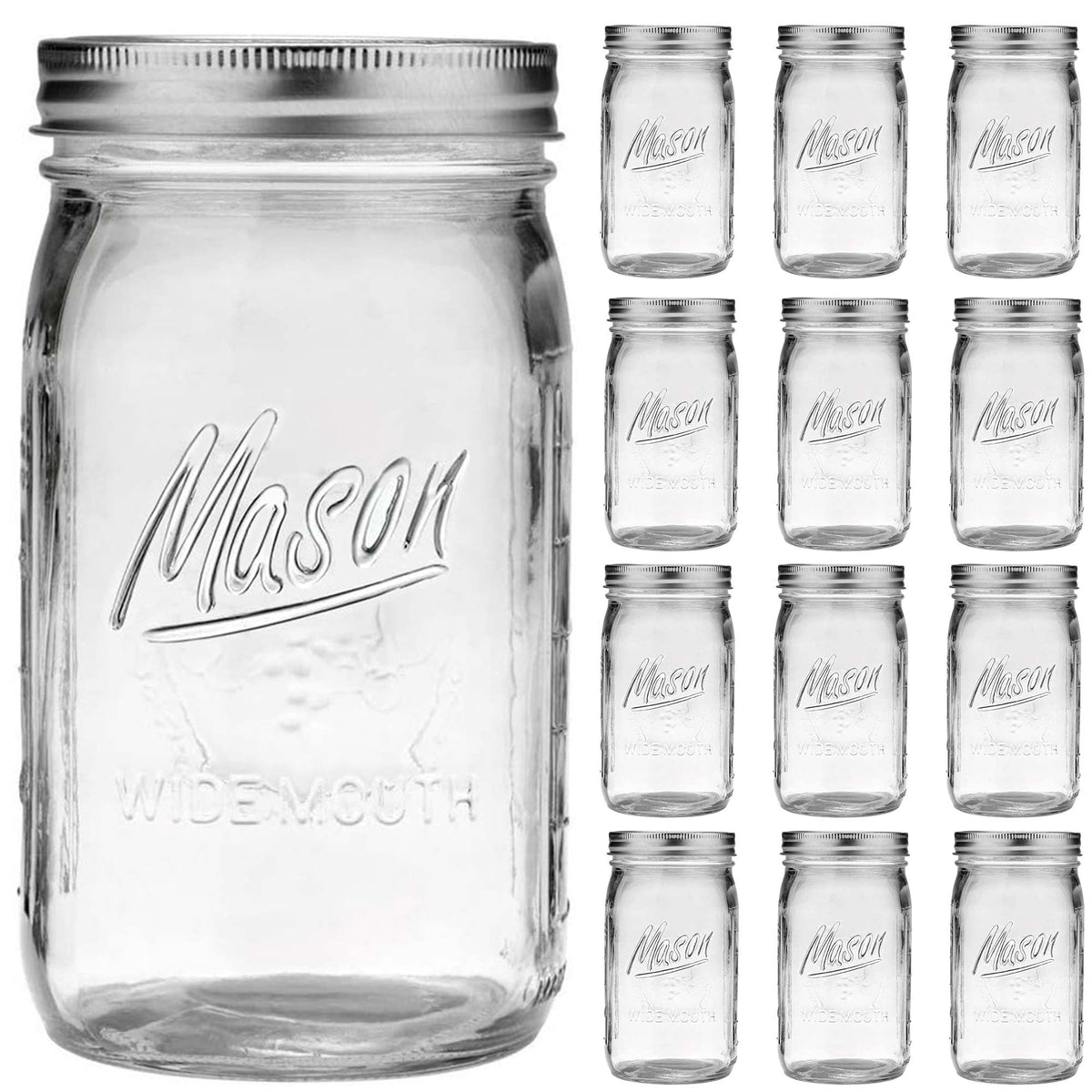 Esrentle frasco Mason de boca ancha 32 oz con graduaciones visibles para almacenamiento