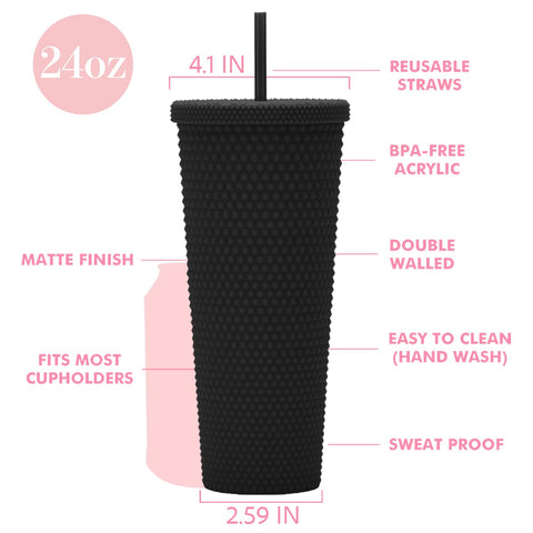 Essasea tumbler doble pared aislante con paja, mantiene la bebida a temperatura.