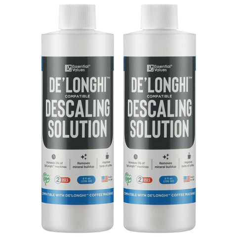 Desincrustante Essential Values De'Longhi en botella de 8 oz para limpieza profunda de cafetera