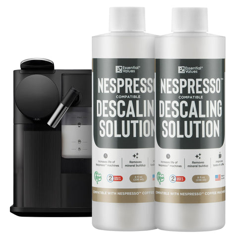 Essential Values desincrustante para Nespresso, etiqueta clara como guía de uso