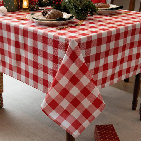 Mantel Essifunia impermeable con cuadros rectangulares 58x84 pulgadas, ideal para cenas al aire libre.
