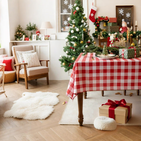 Mantel Essifunia, patrón de cuadros clásico en contraste, aporta estilo a la mesa.