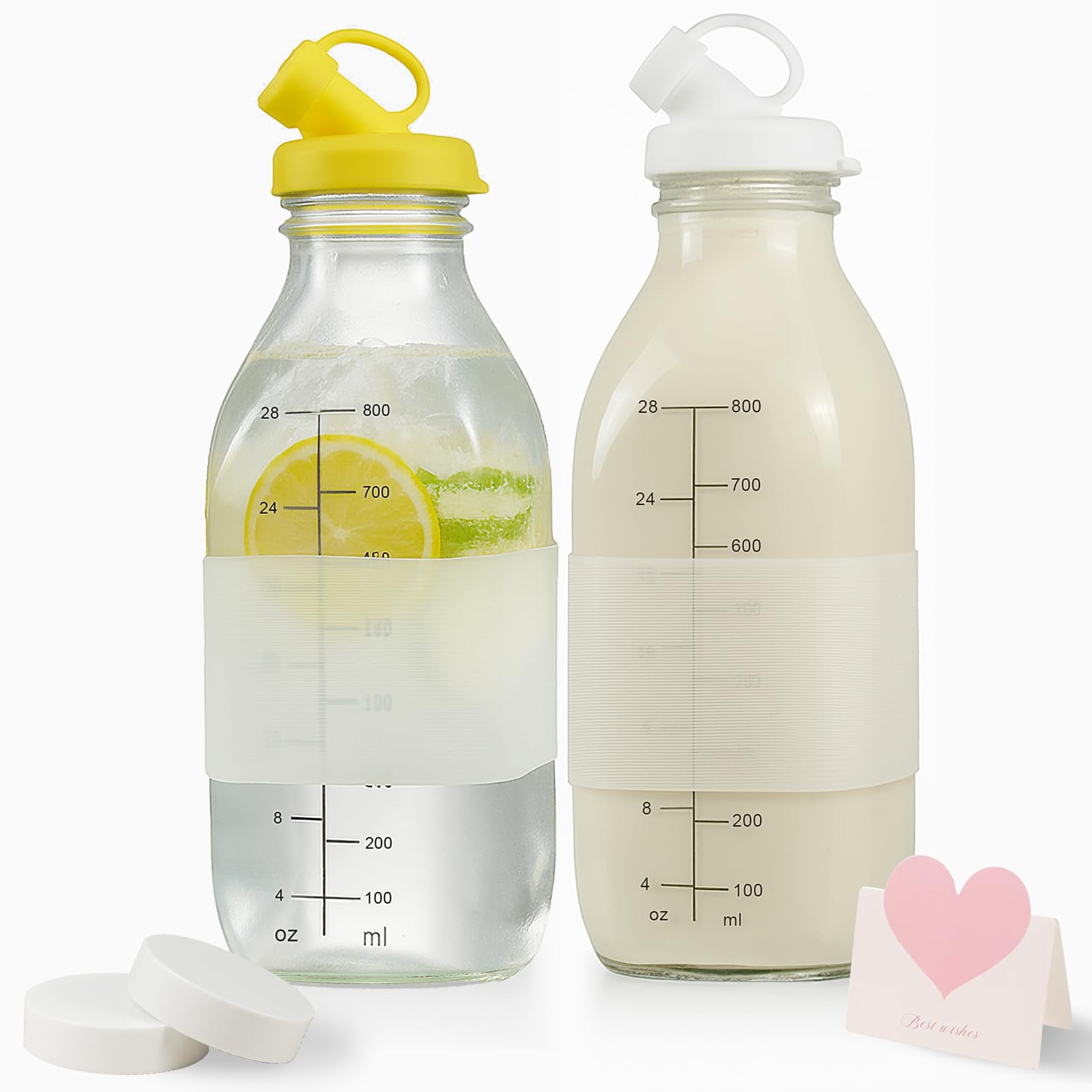 Essmilkee botella de vidrio 1l con tapa hermética para conservar la leche fresca
