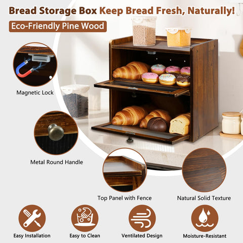 Essovee caja de pan tapa superior con espacio de almacenamiento adicional.