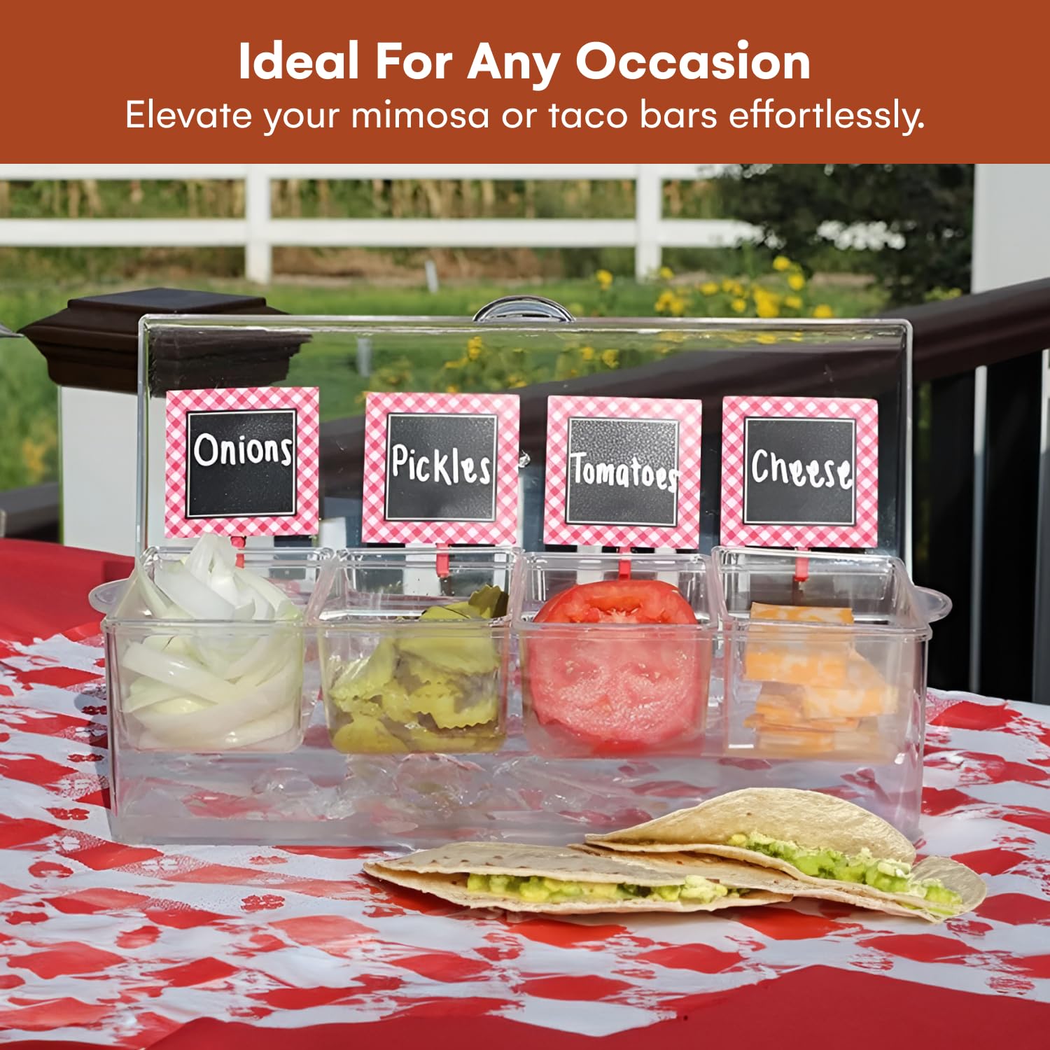 Ideal para exteriores como picnics y barbacoas, fácil de limpiar.