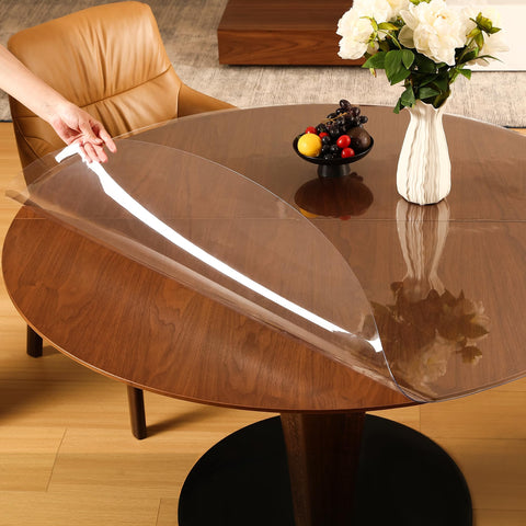 Protector de mesa transparente ETECHMART redondo 42 pulgadas protege contra manchas y rayones.