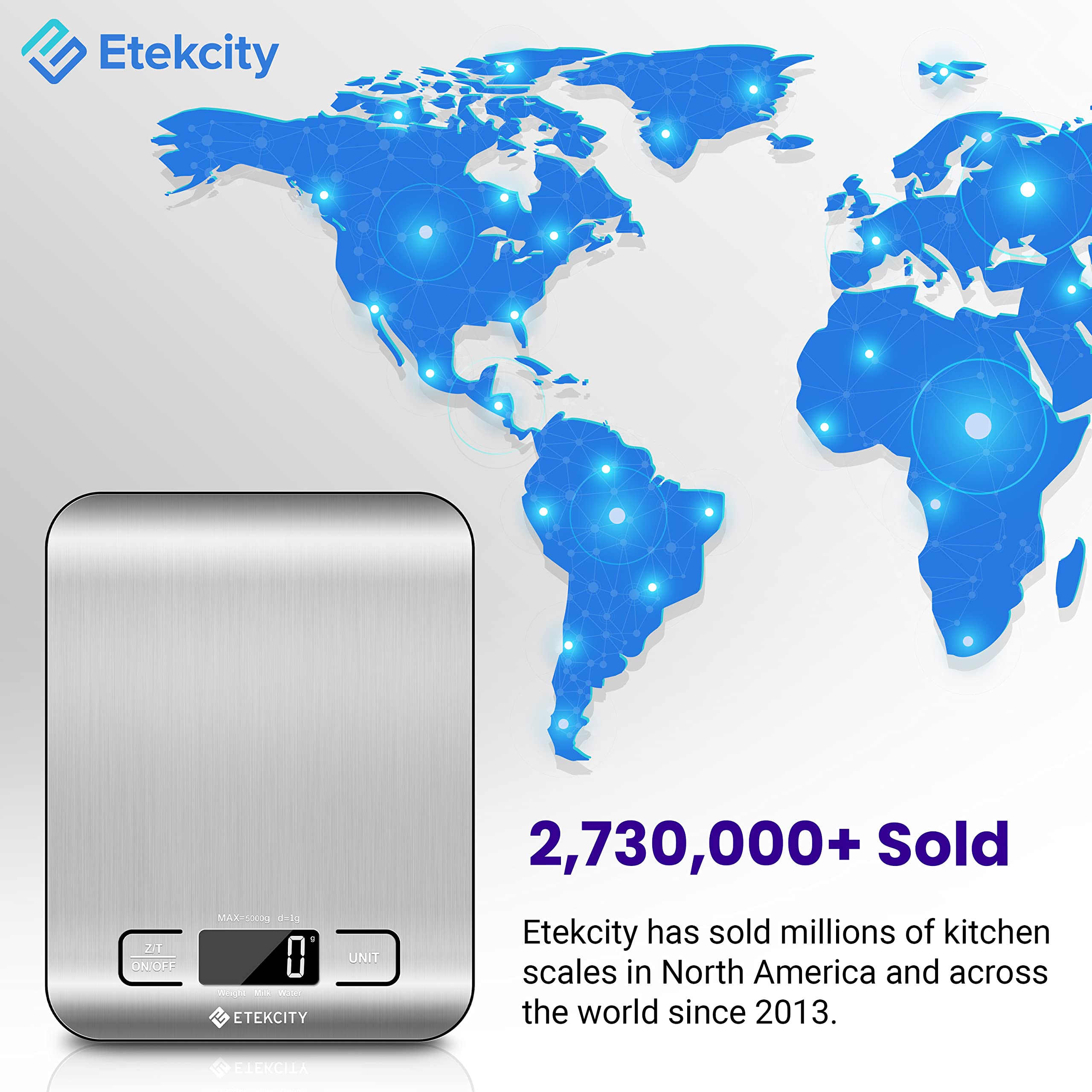 Etekcity contenido de paquete con guía y pilas para comenzar rápido