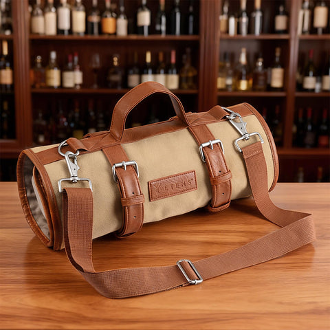 Etens conjunto de bartender de viaje con estuche enrollable, transporte cómodo.