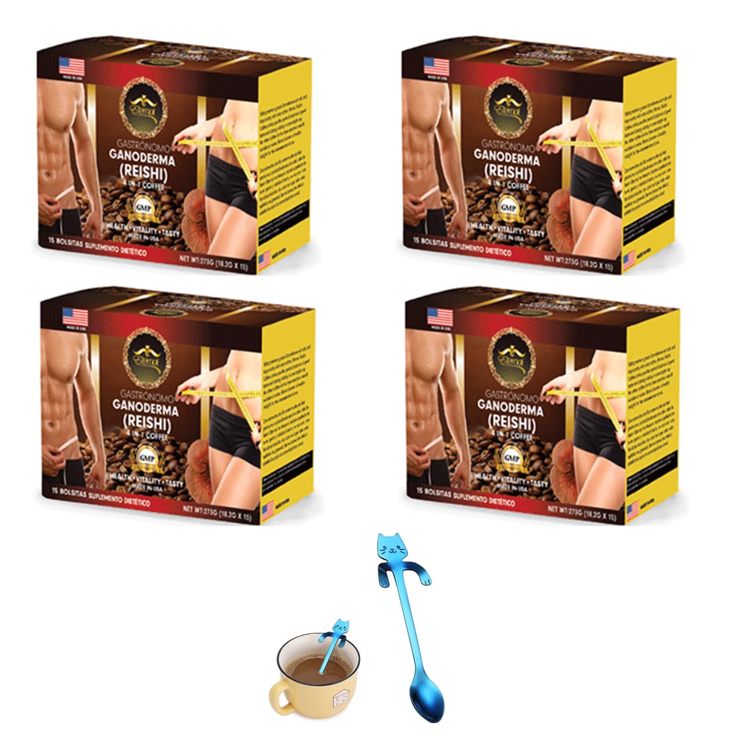 Café Eternal Spirit Beauty con Ganoderma: conjunto 4 en 1, aroma envolvente.
