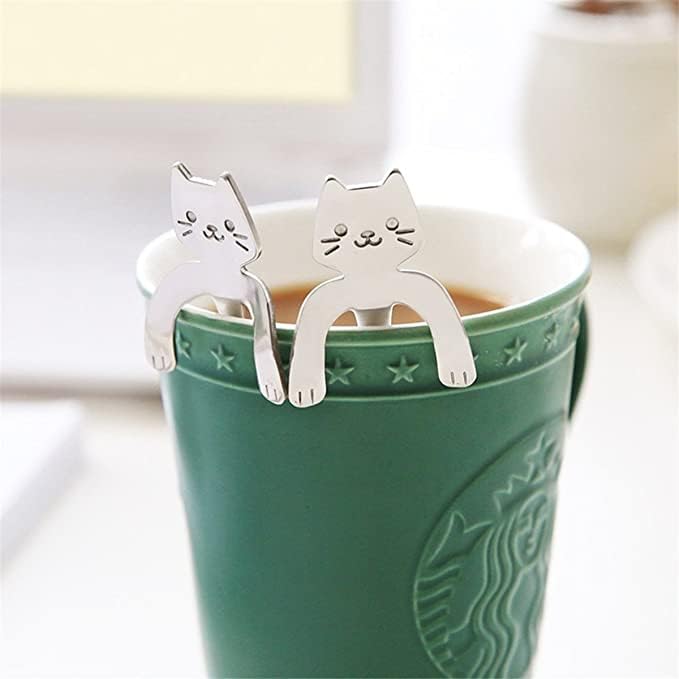 Cucharita mini gatito de acero inoxidable de Eternal Spirit Beauty para mezclar.