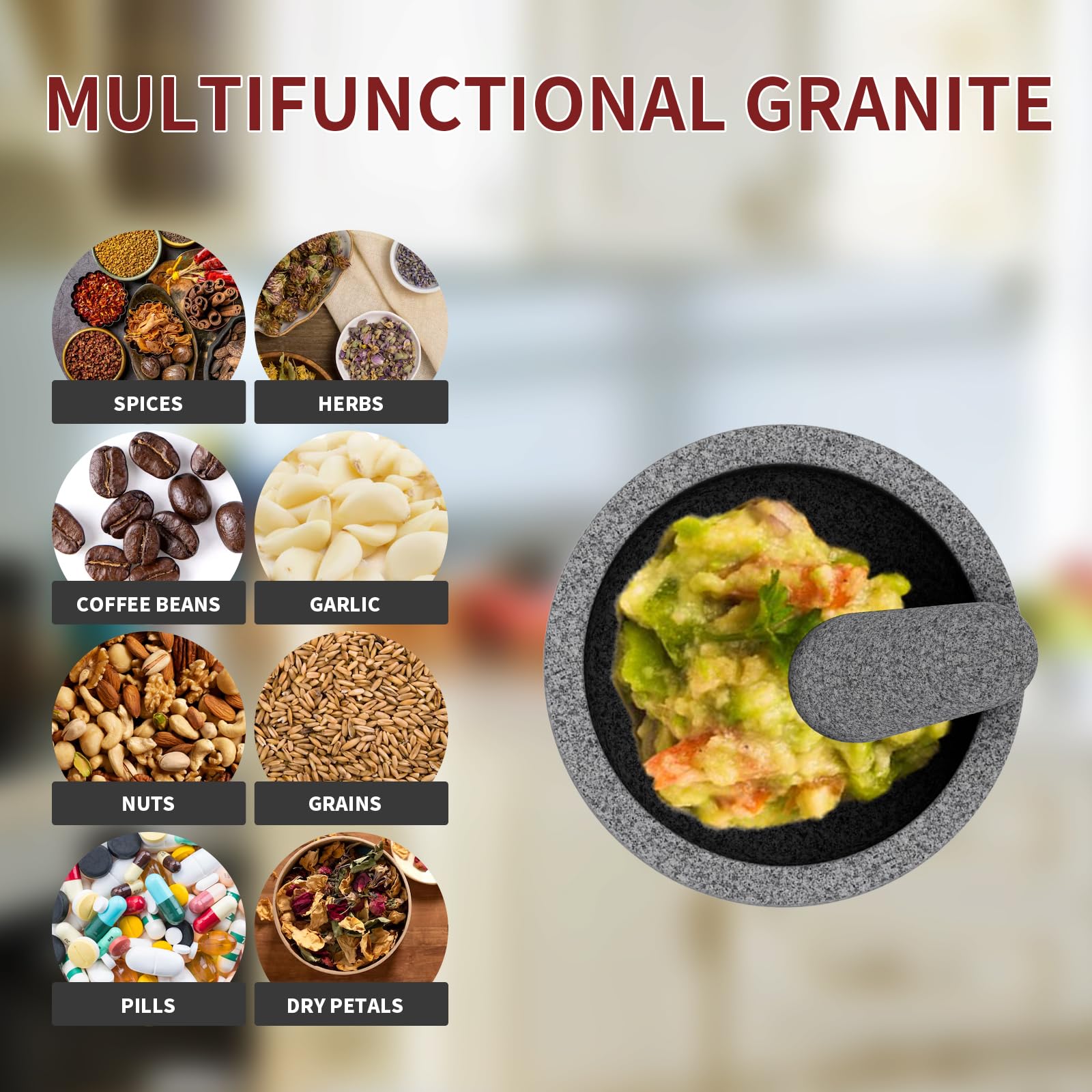 Molcajete Etholive con capacidad de 3.5 tazas para salsas caseras.