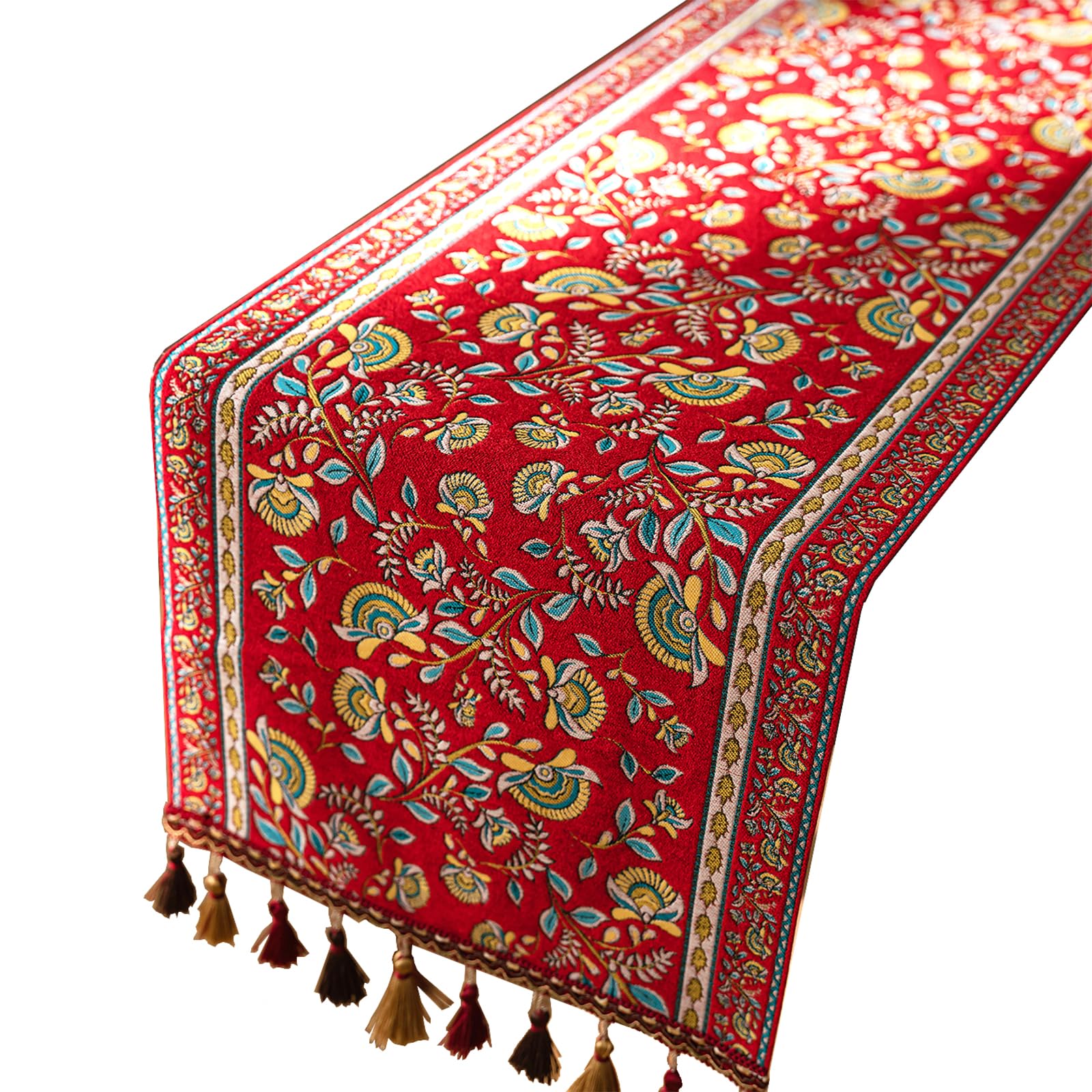 EthosCraft cinta de mesa navideña roja 72x14 con acabado lujoso para la mesa