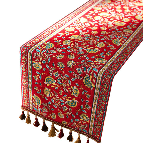 EthosCraft cinta de mesa navideña roja 72x14 con acabado lujoso para la mesa