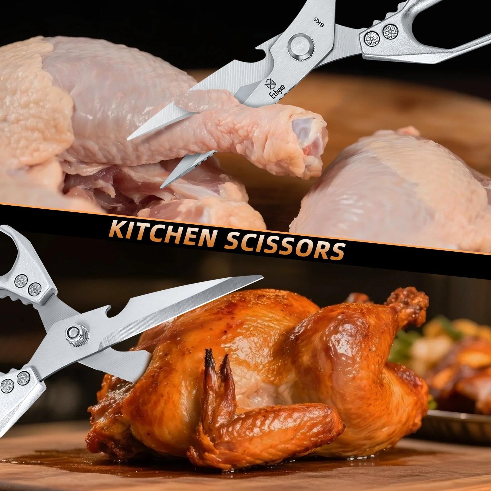 Tijeras Ethyxe para corte de verduras y carnes, herramienta versátil