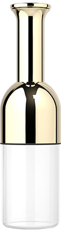 eto decantador de vino oro acabado espejo, vista frontal, ideal para presentación elegante.