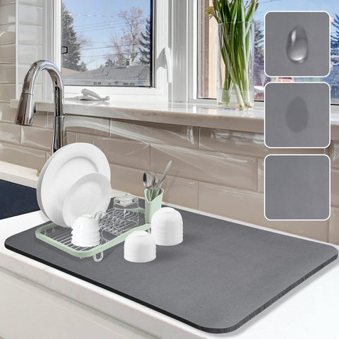 Etomiel almohadilla secado de platos gris, que absorbe agua en encimeras.