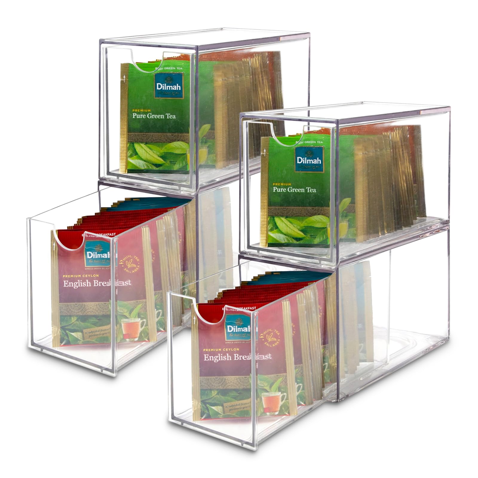 Ettrick organizador de té apilable para cajón, fácil acceso.