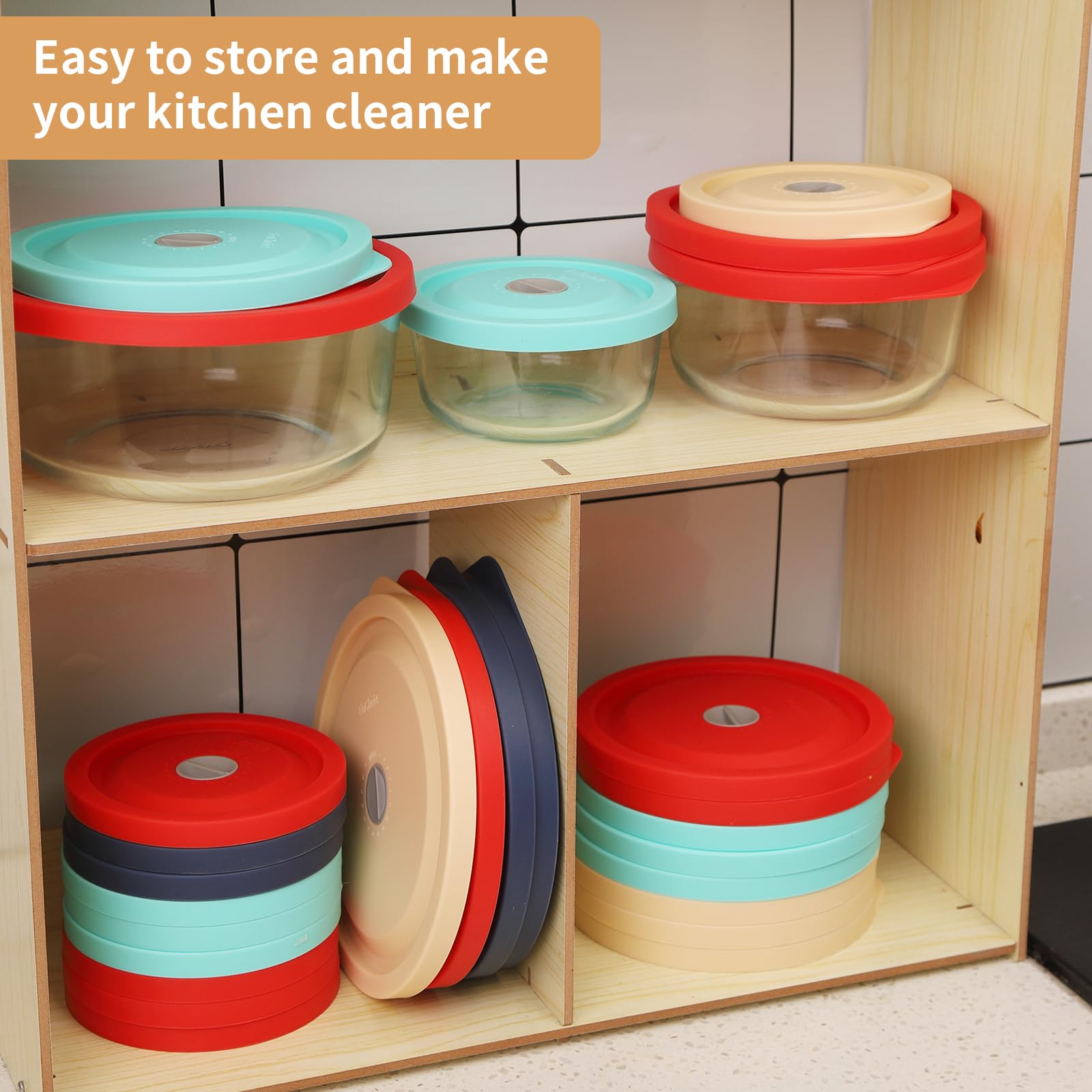 Conjunto de 4 tapas de silicona EuChoiz para cuencos Pyrex