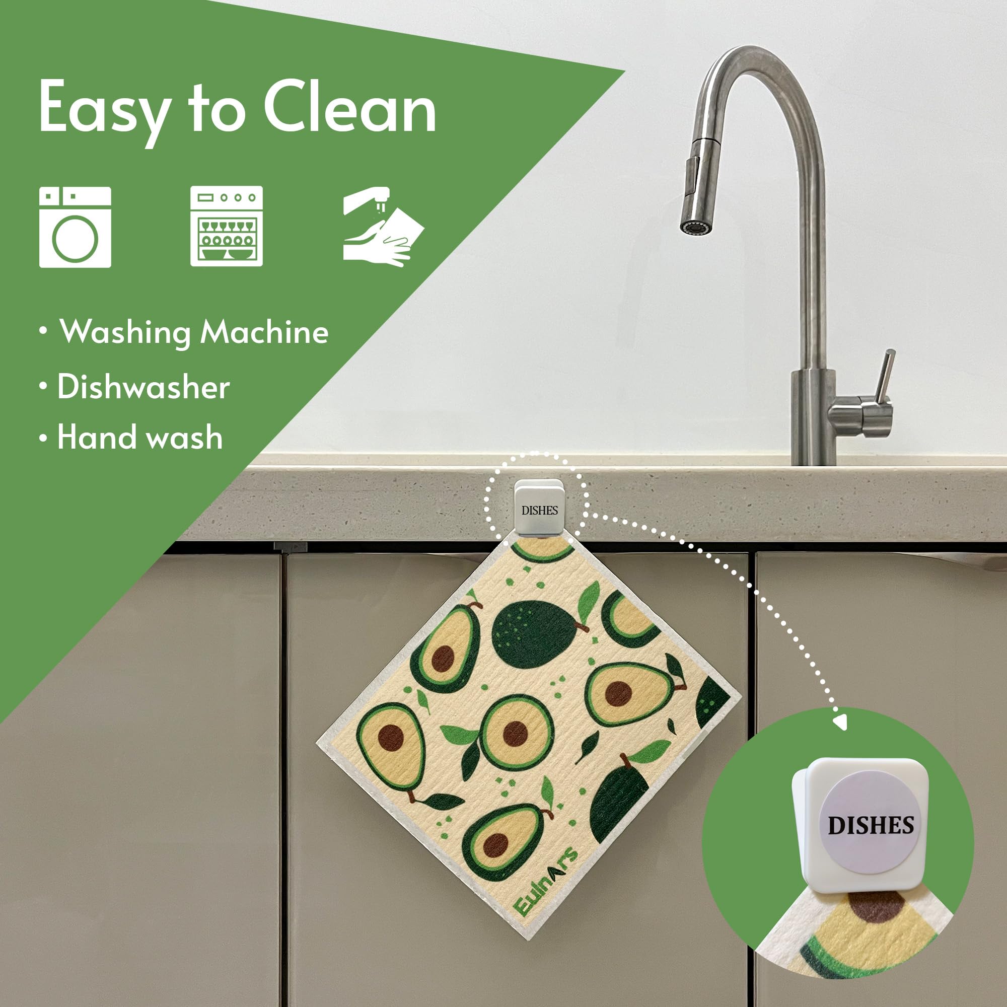 Paño de cocina Eulnars con sujecion autoadhesiva para acceso rapido