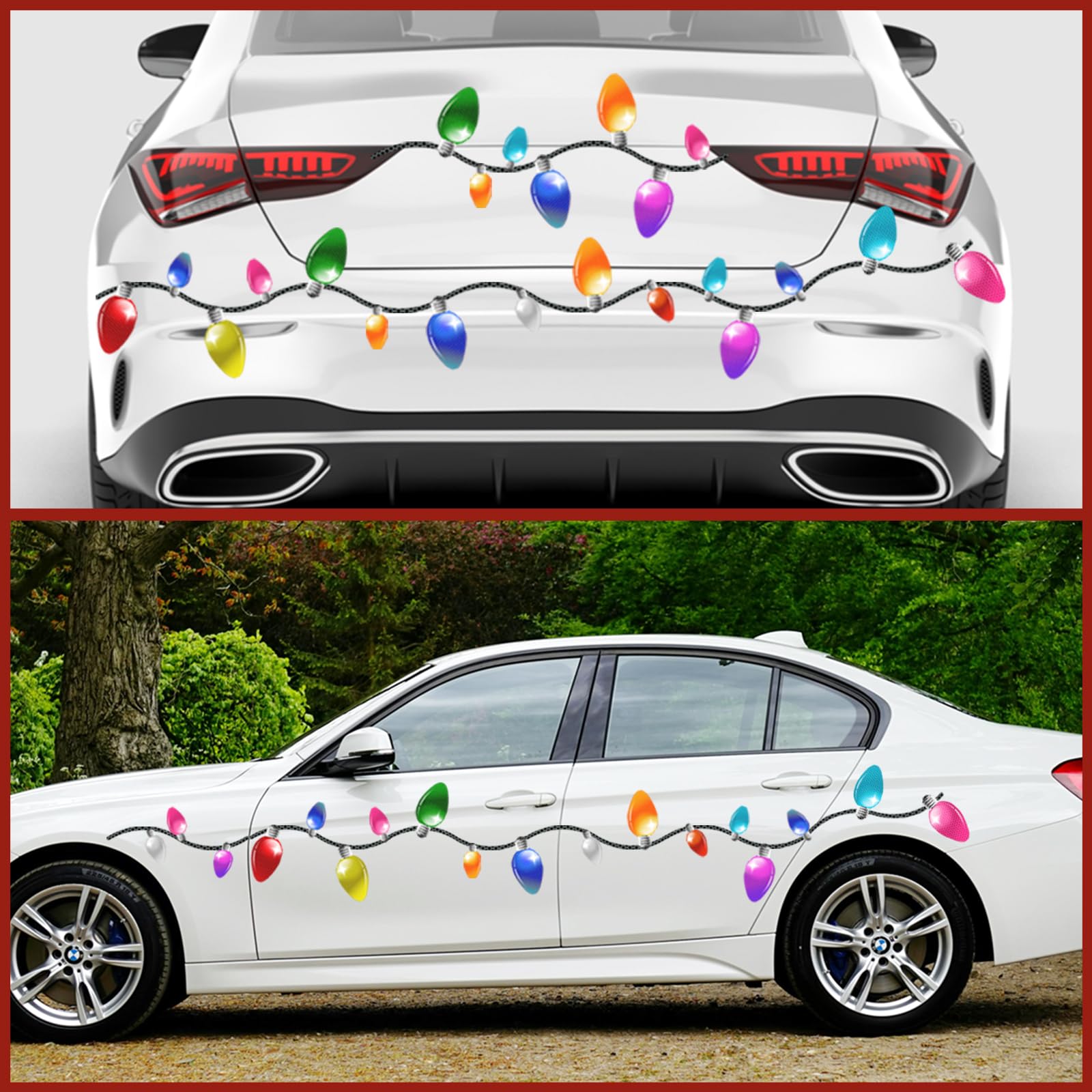 Euoloar imanes-luces navideños para coche, decoración colorida.