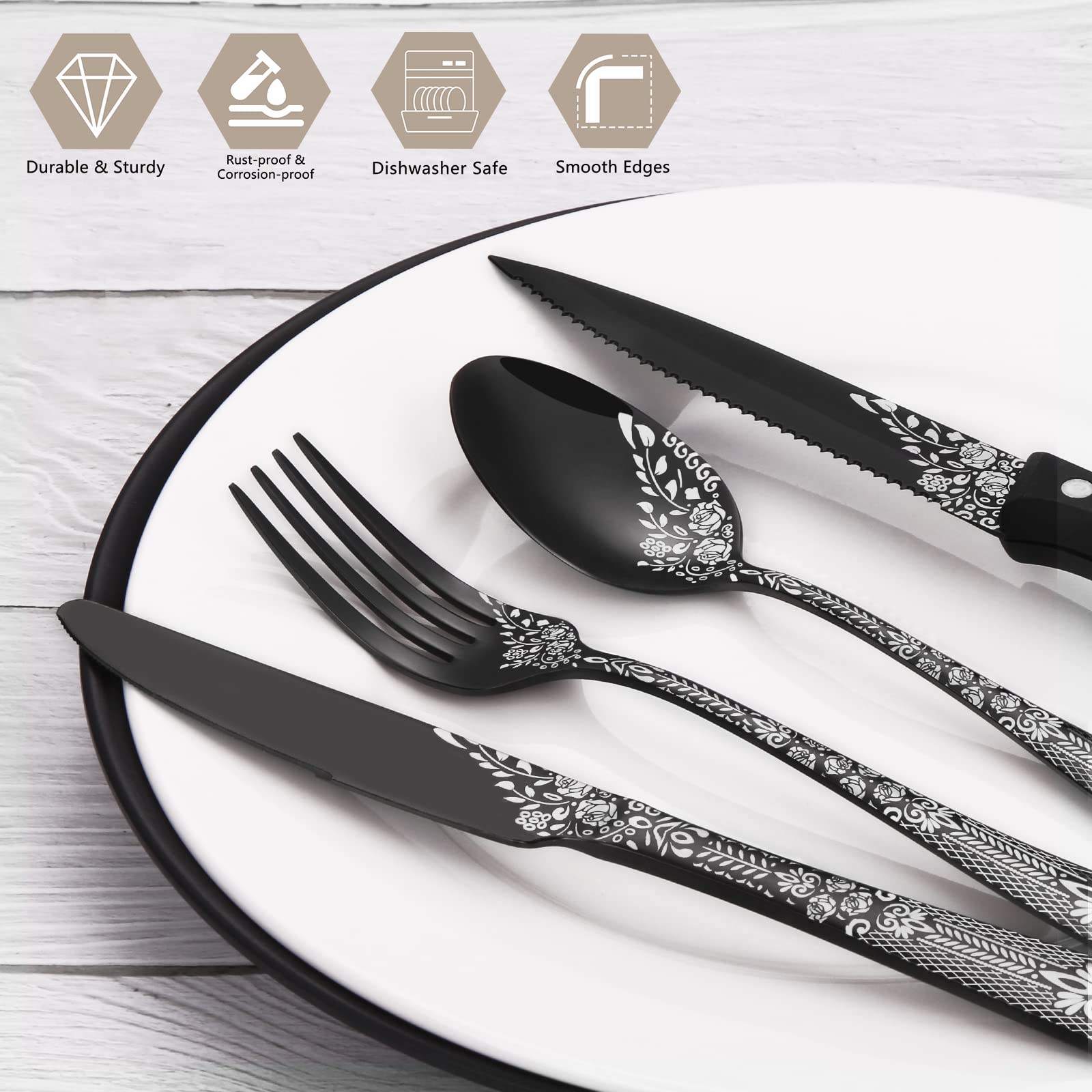 Cuchillos de filete EUIRIO 8 piezas con filo serrado para cortes precisos.