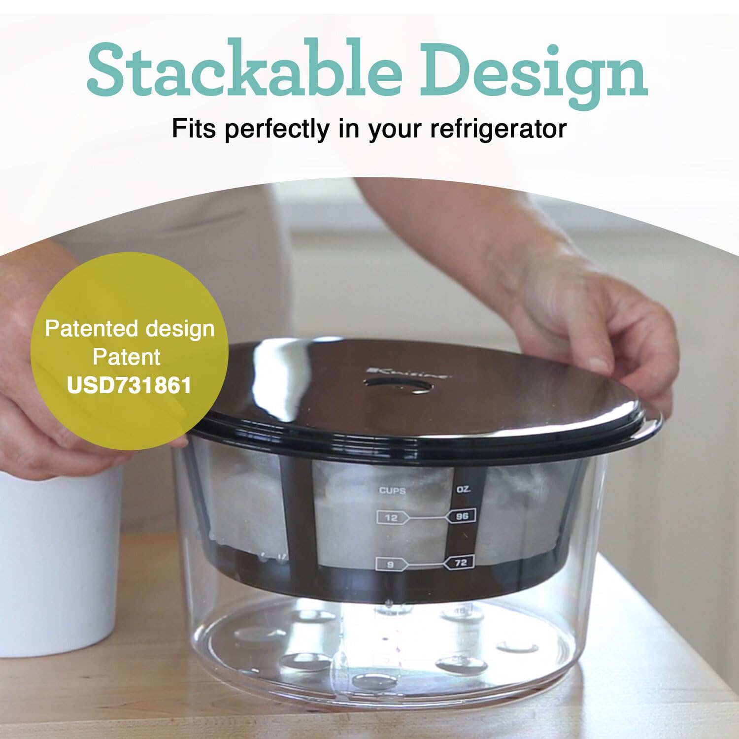 Euro Cuisine GY60 diseño apilable para almacenamiento en la nevera