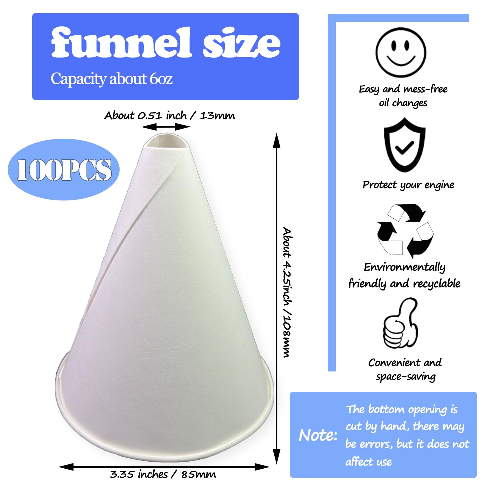 Euslbak embudo de papel para cocina, dosificación precisa de aceites.