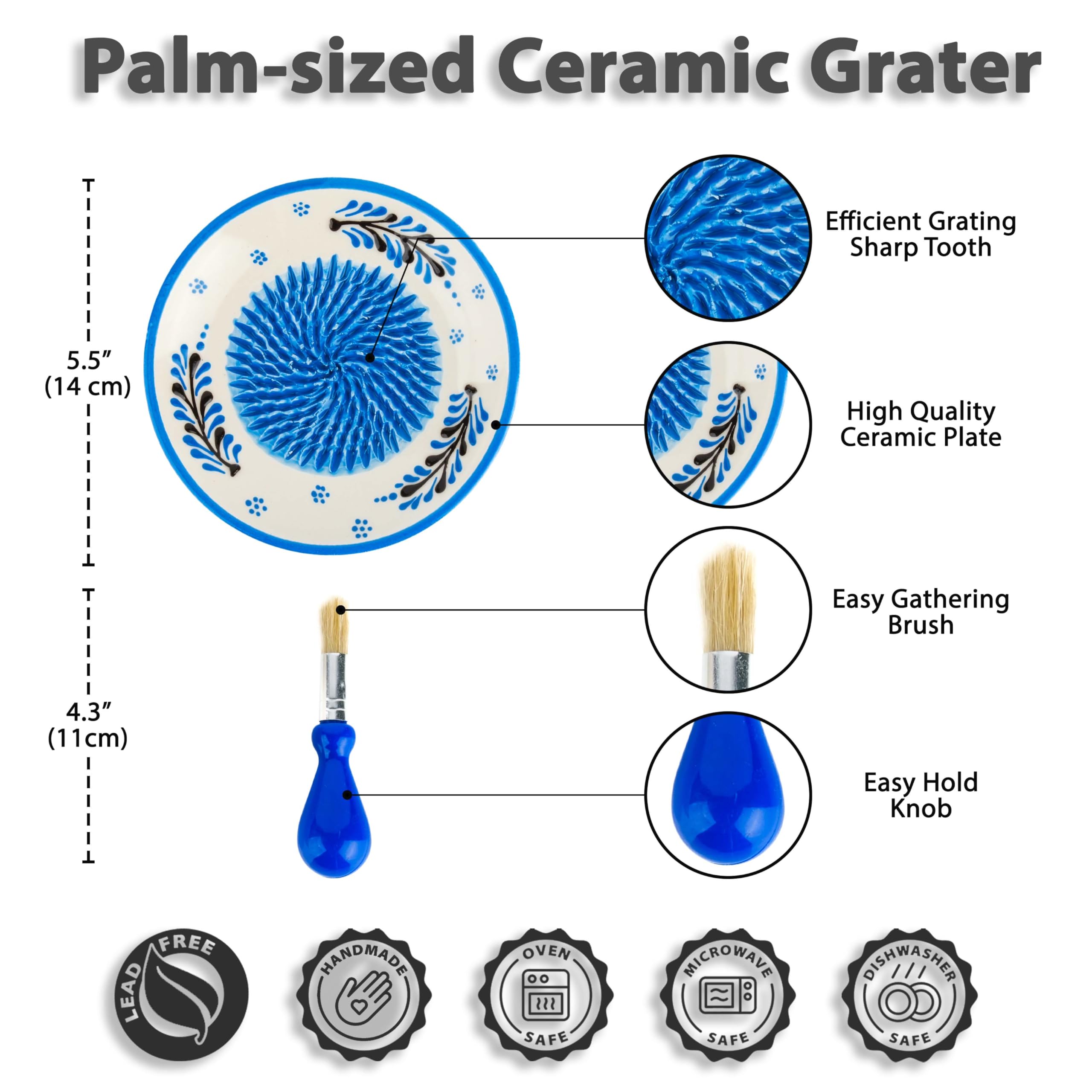 EVANILIFE placa cerámica rallador queso azul: desmenuza queso con rapidez