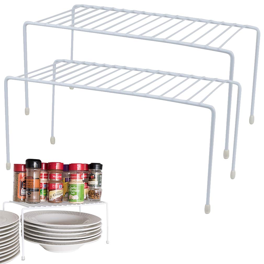 Evelots organizador de armario de alambre, doble nivel, ideal para maximizar espacio en cocina.