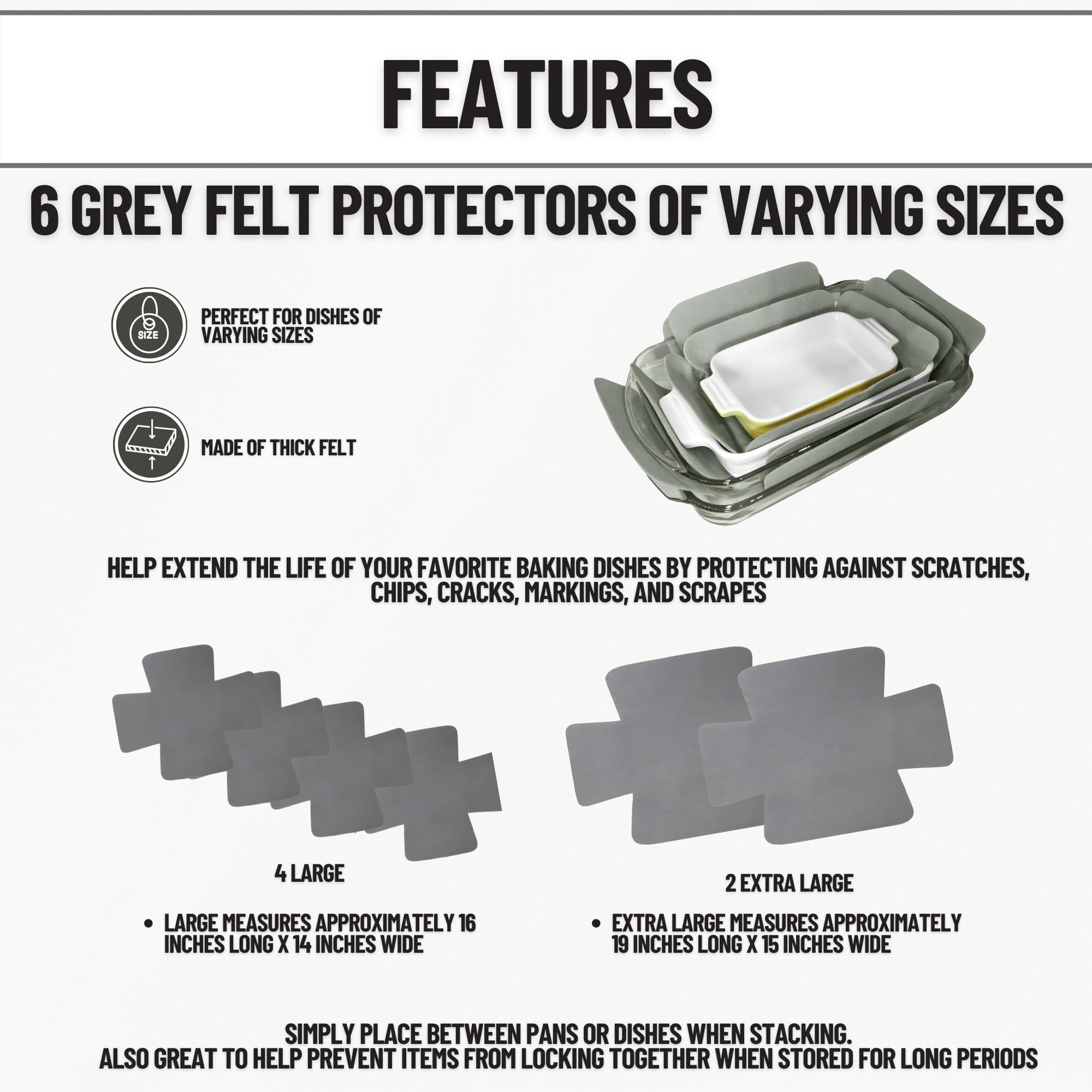 Evelots protector de fieltro gris extra grande ideal para vajilla grande