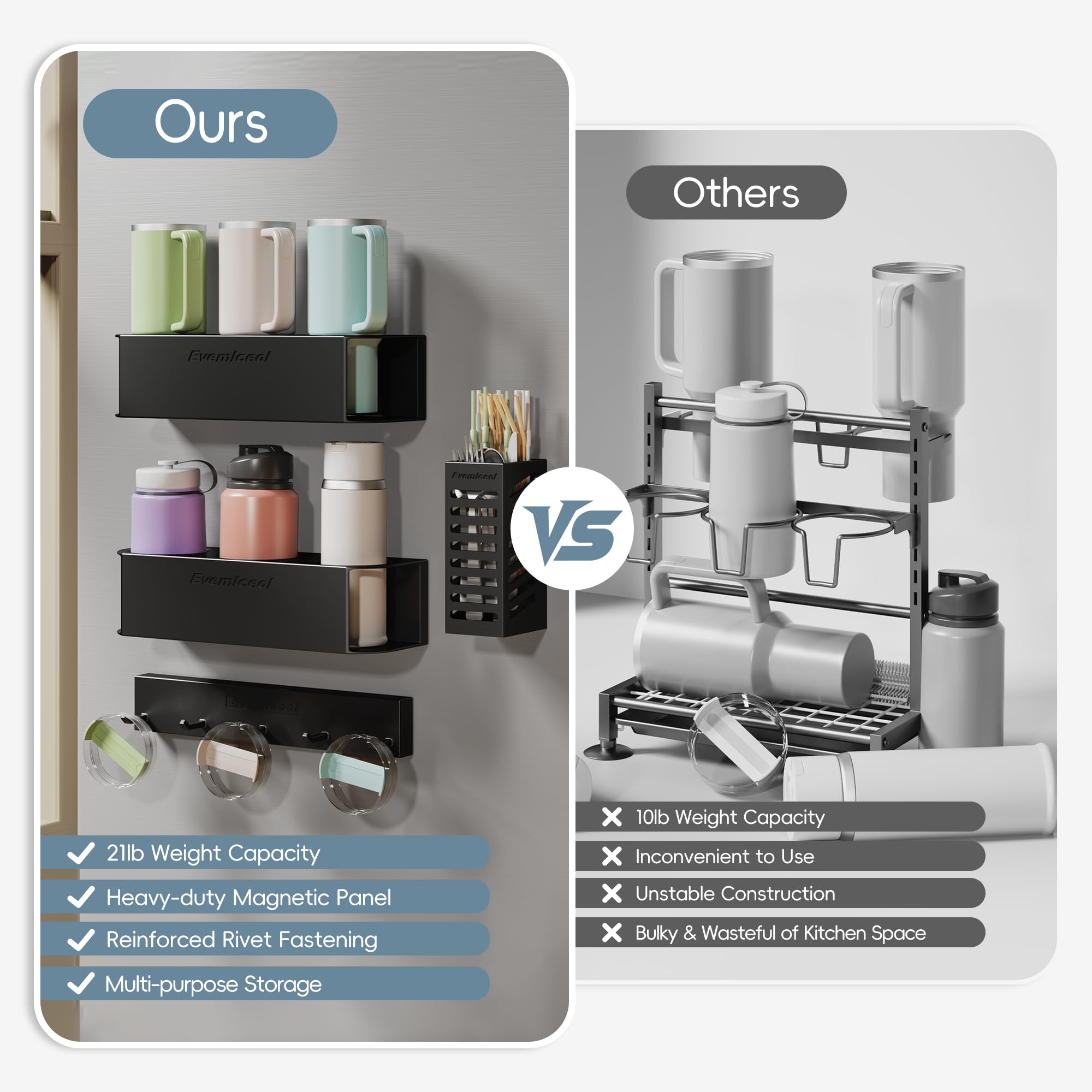 Evemlceol diseño multifuncional para ordenar llaves, tazas y utensilios.