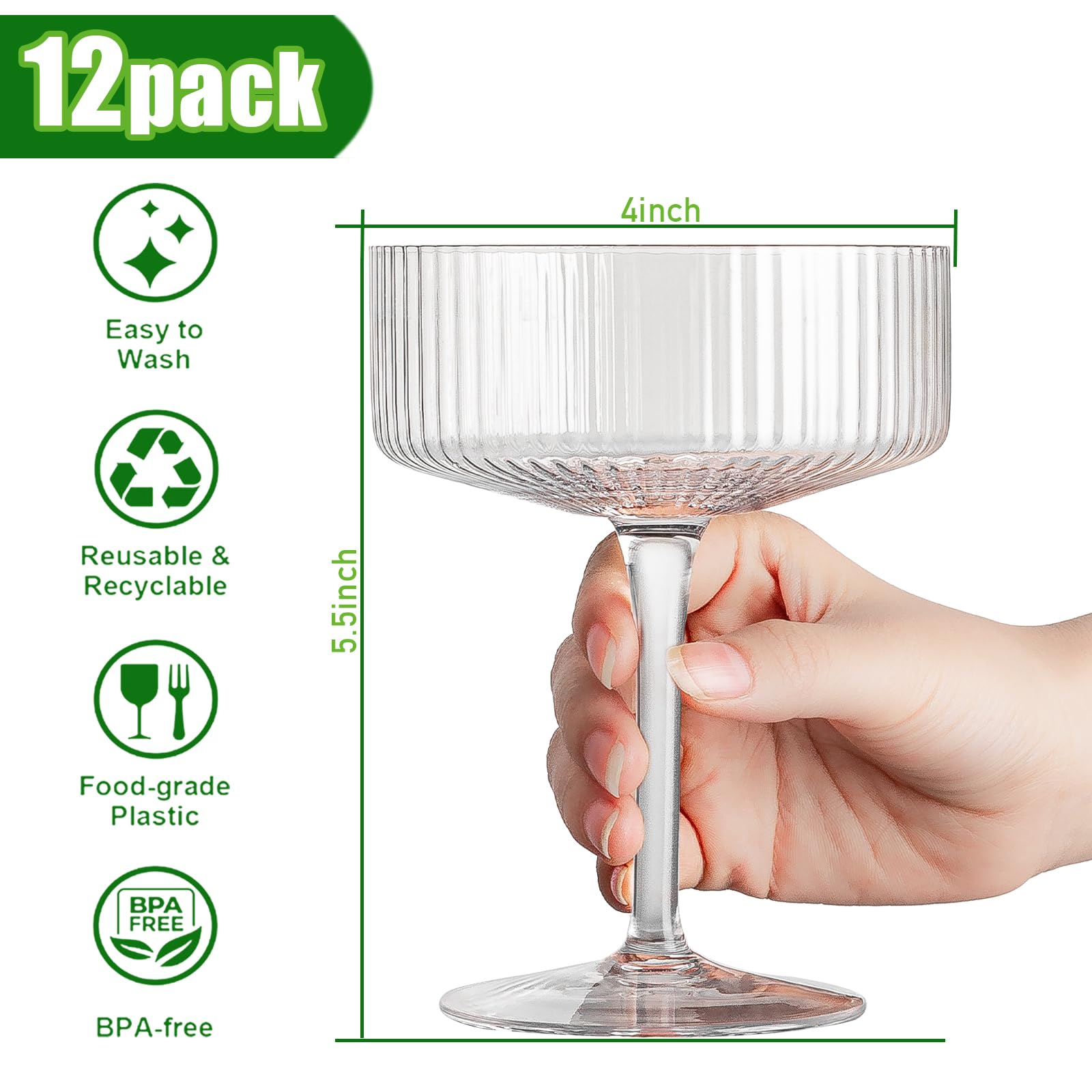 Conjunto de copas de 10 onzas para fiestas elegantes.