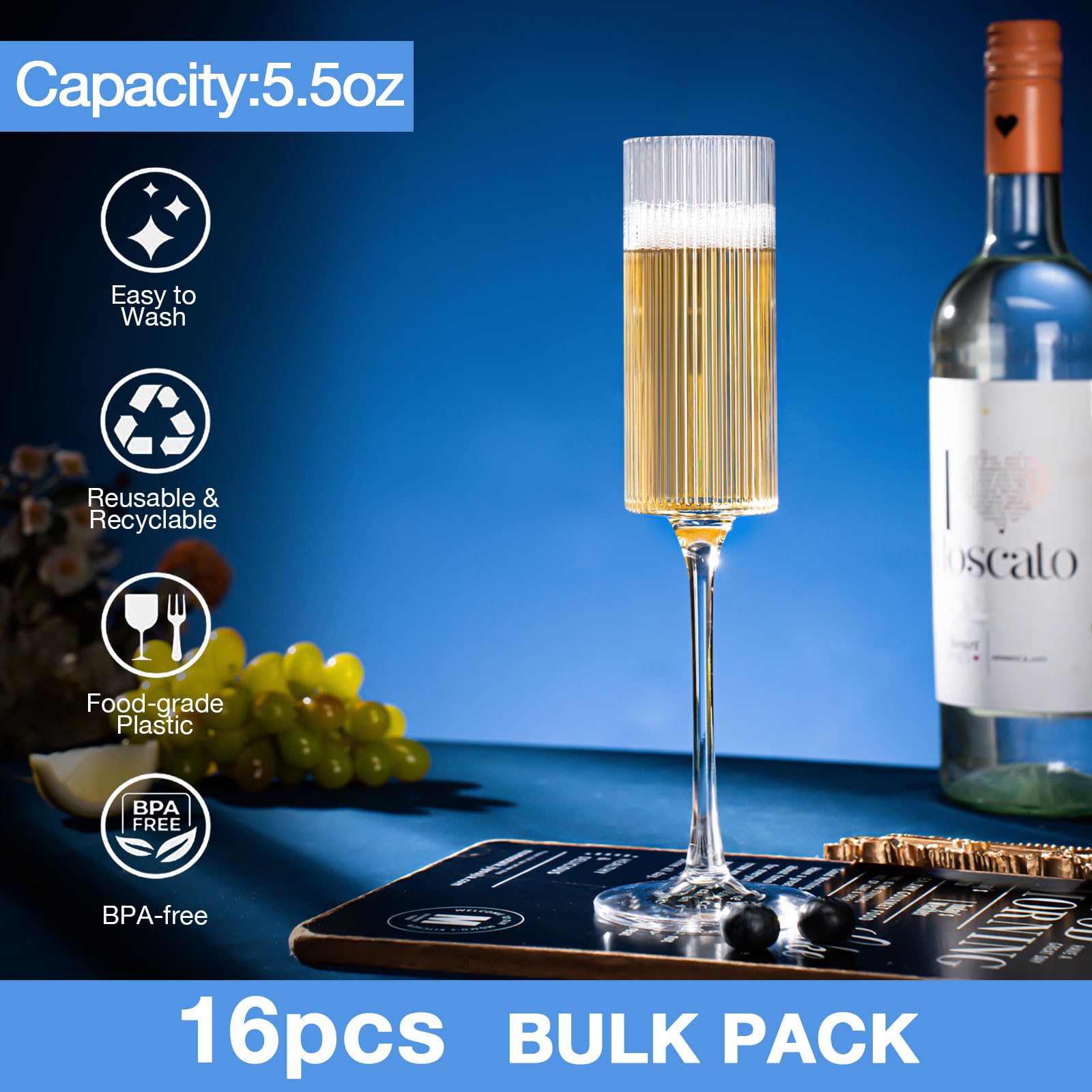 Eventpartener copas plásticas resistentes para fiestas y bebidas espumosas.