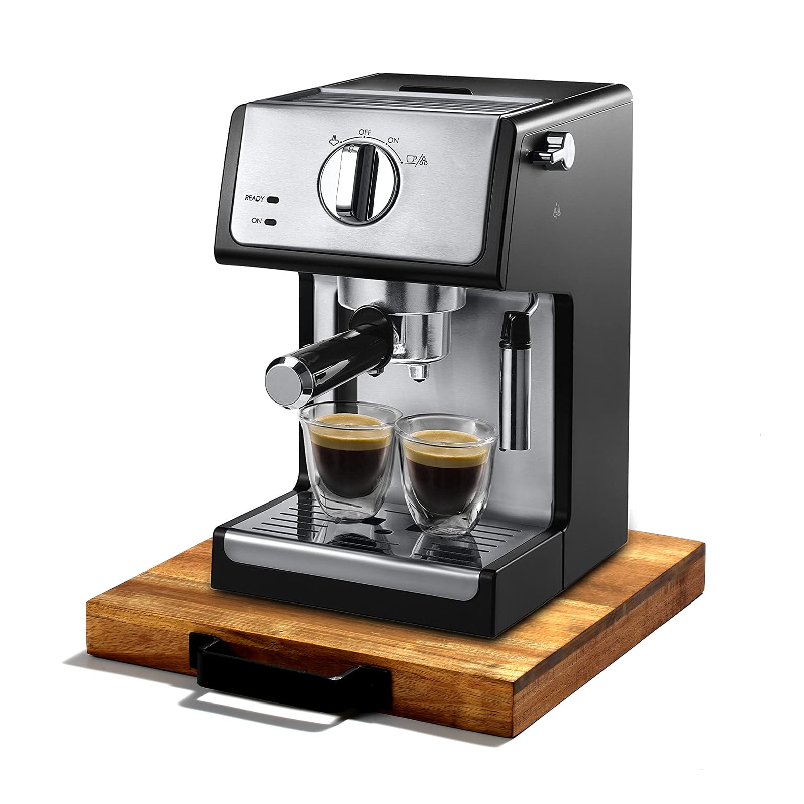 Everbbking bandeja deslizante de acacia para freidora de aire, facilita cocinar sin mover mucho.