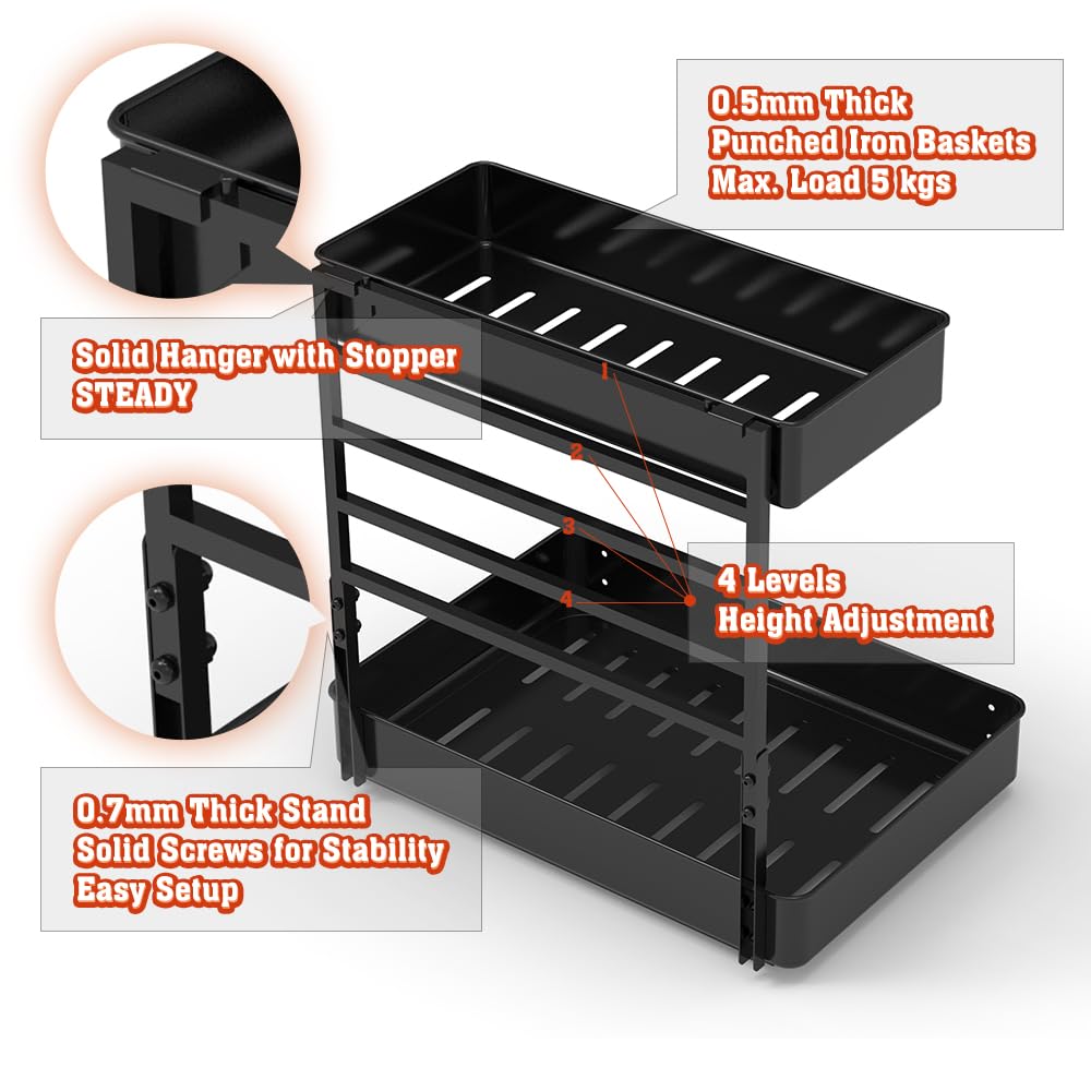Everie cesta superior ajustable en cuatro alturas para mayor flexibilidad.