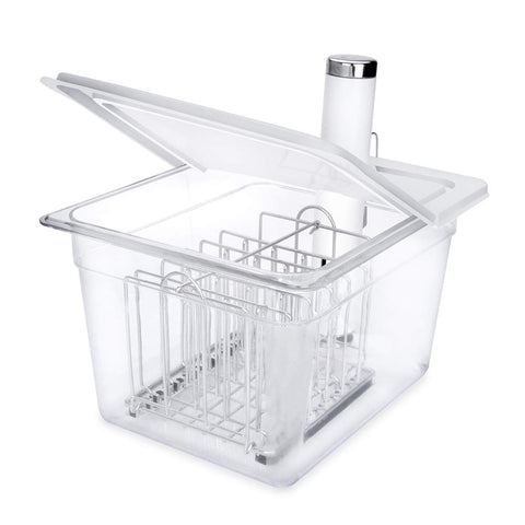 Everie contenedor sous vide 12qt con tapa plegable para rellenar agua sin perder temperatura