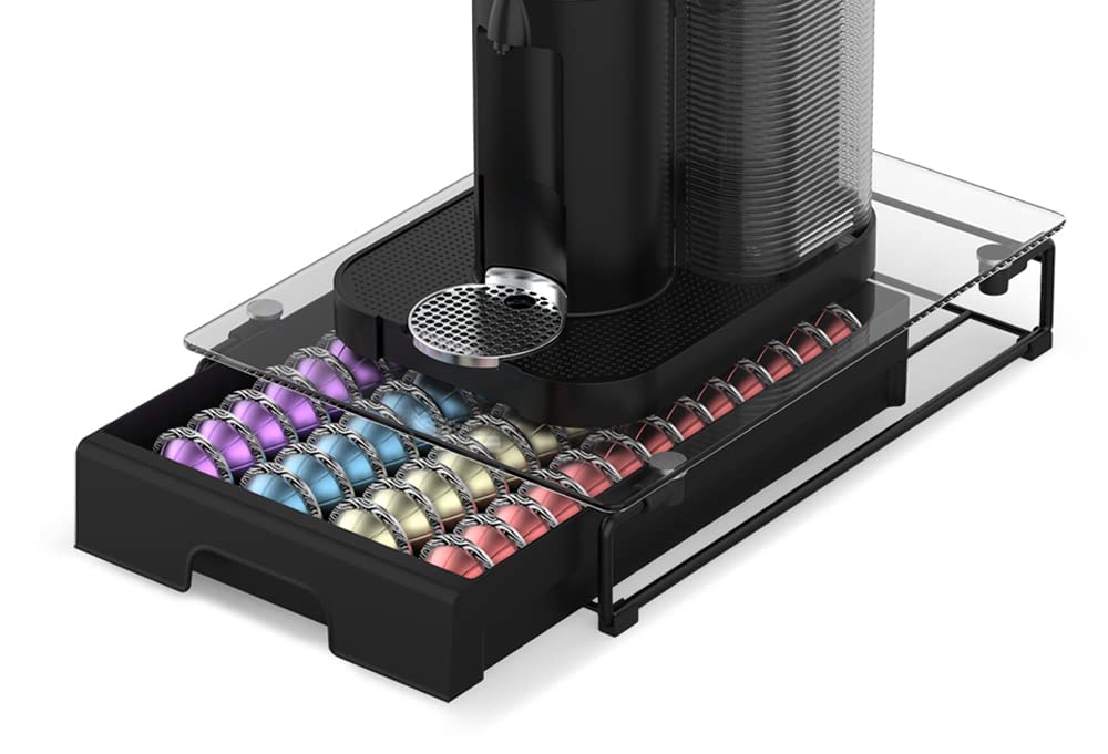 Everie cristal-temperado: organizador de cápsulas para café, superficie ordenada
