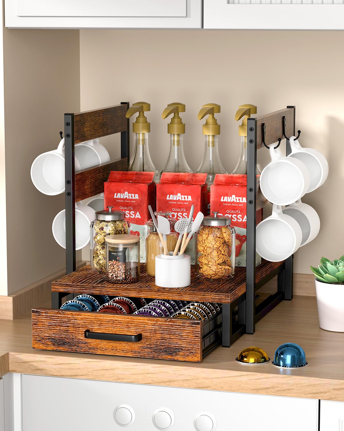 Evermagin contenedor de cápsulas, tabla de madera superior para máquina