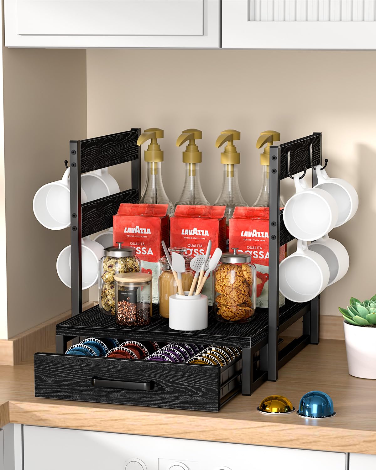Evermagin tablero superior de madera para cafetera: base estable para Vertuo Next, VertuoPlus y Vertuo Evoluo.