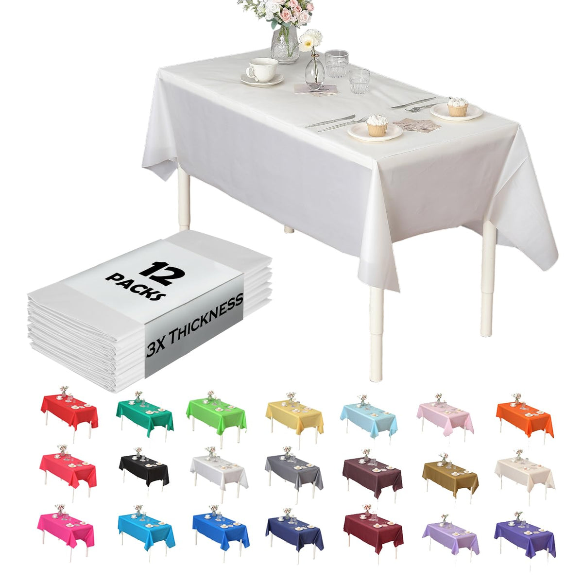 Evershine: cubierta de mesa dura blanca 54x108 para protección duradera.