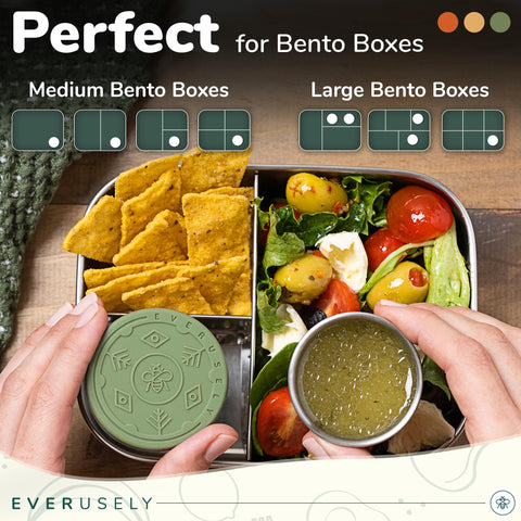 Everusely contenedores para dips y Bento, faciles de transportar.