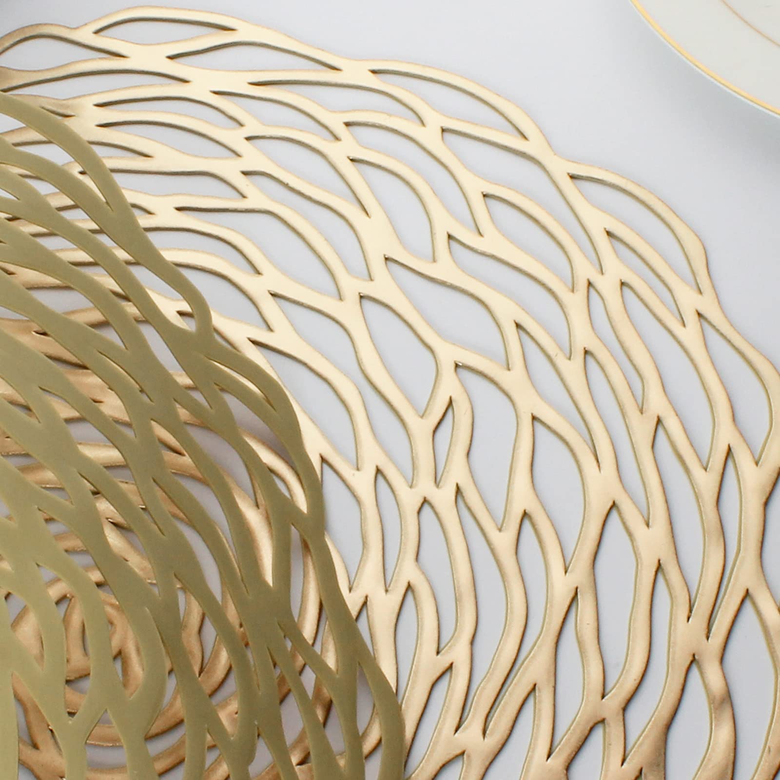 Manteles Evevda oro redondo para comer, compatible con decoraciones festivas.