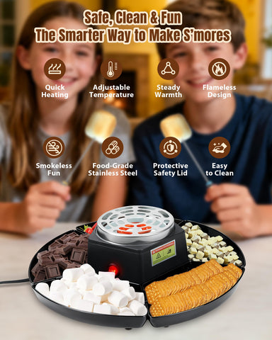 Evjeal set de s'mores con control de temperatura de dos modos para malvaviscos y chocolate.
