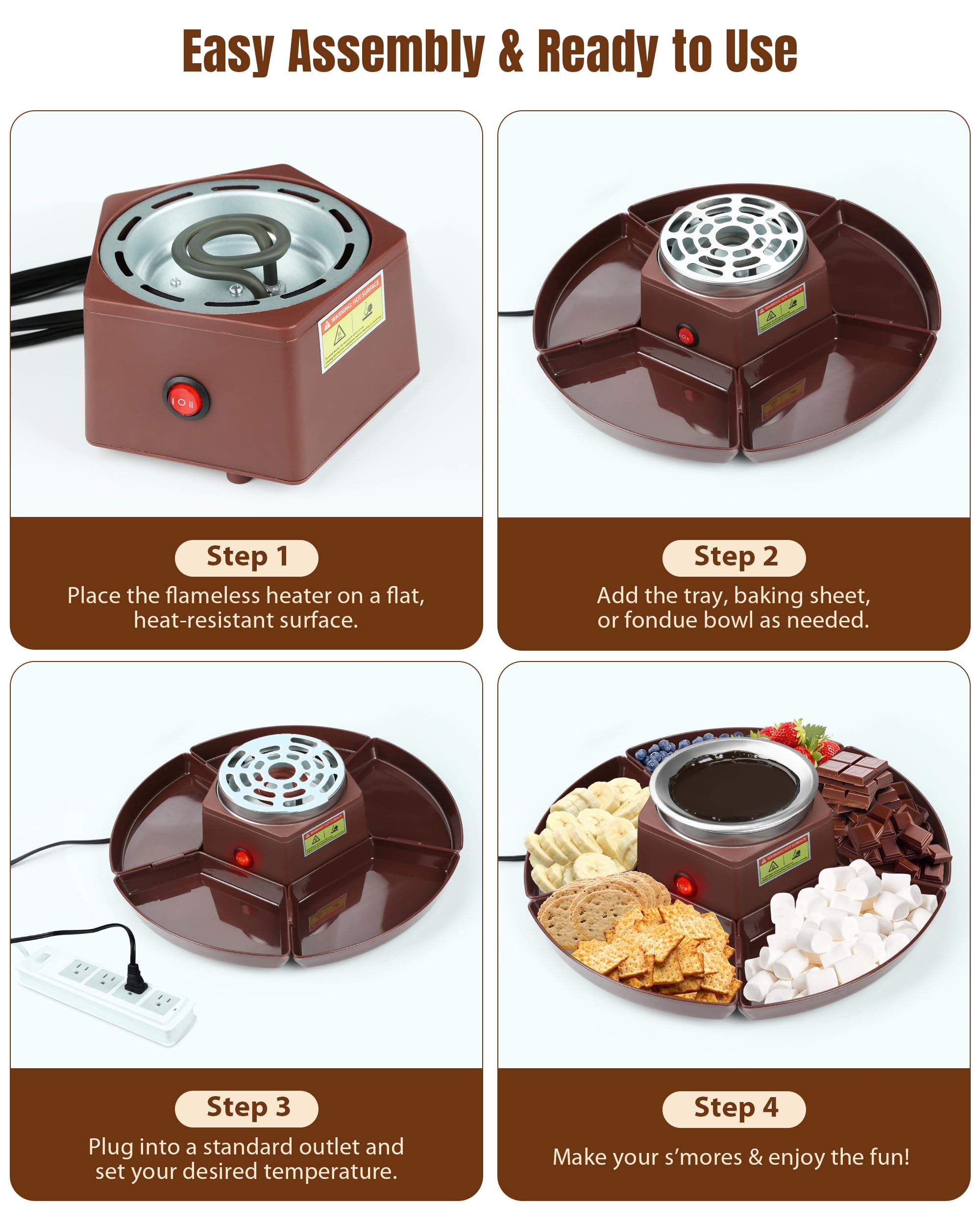 Evjeal Hacedor de s'mores: Accesorios incluidos para todo el banquete.