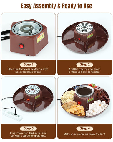 Evjeal Hacedor de s'mores: Accesorios incluidos para todo el banquete.
