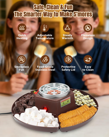 Evjeal Hacedor de s'mores: Control de calor ajustable para chocolate y malvaviscos.