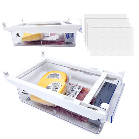 EVNE: cajón deslizante para refrigerador facilita acceso rápido a alimentos.