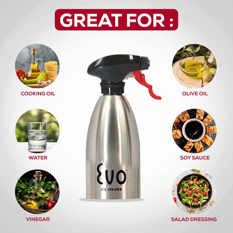 Atomizador Evo para aceite, distribución en abanico ideal para cocinar