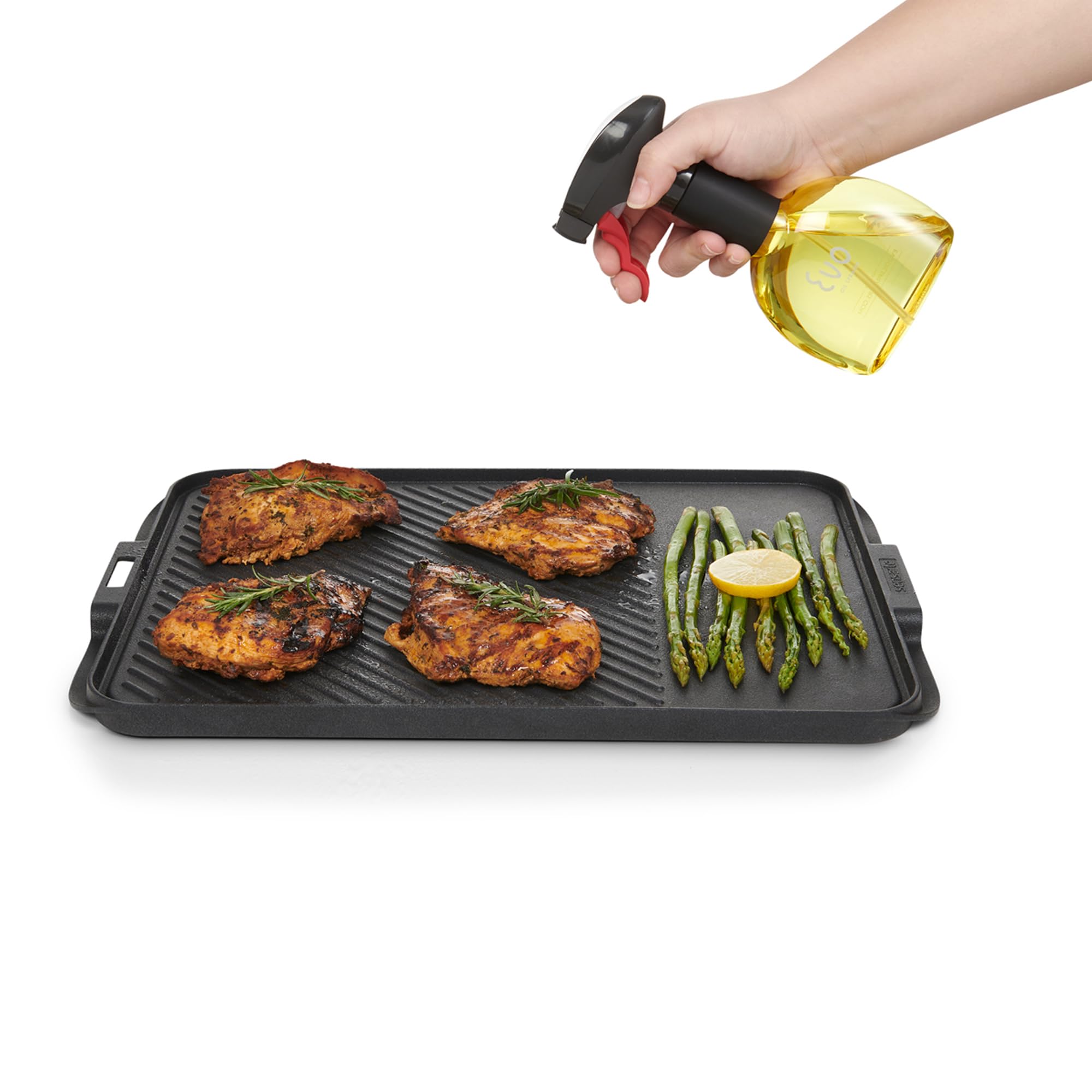 Evo Atomizador Aceite Minis conjunto de dos botellas, almacenamiento compacto.